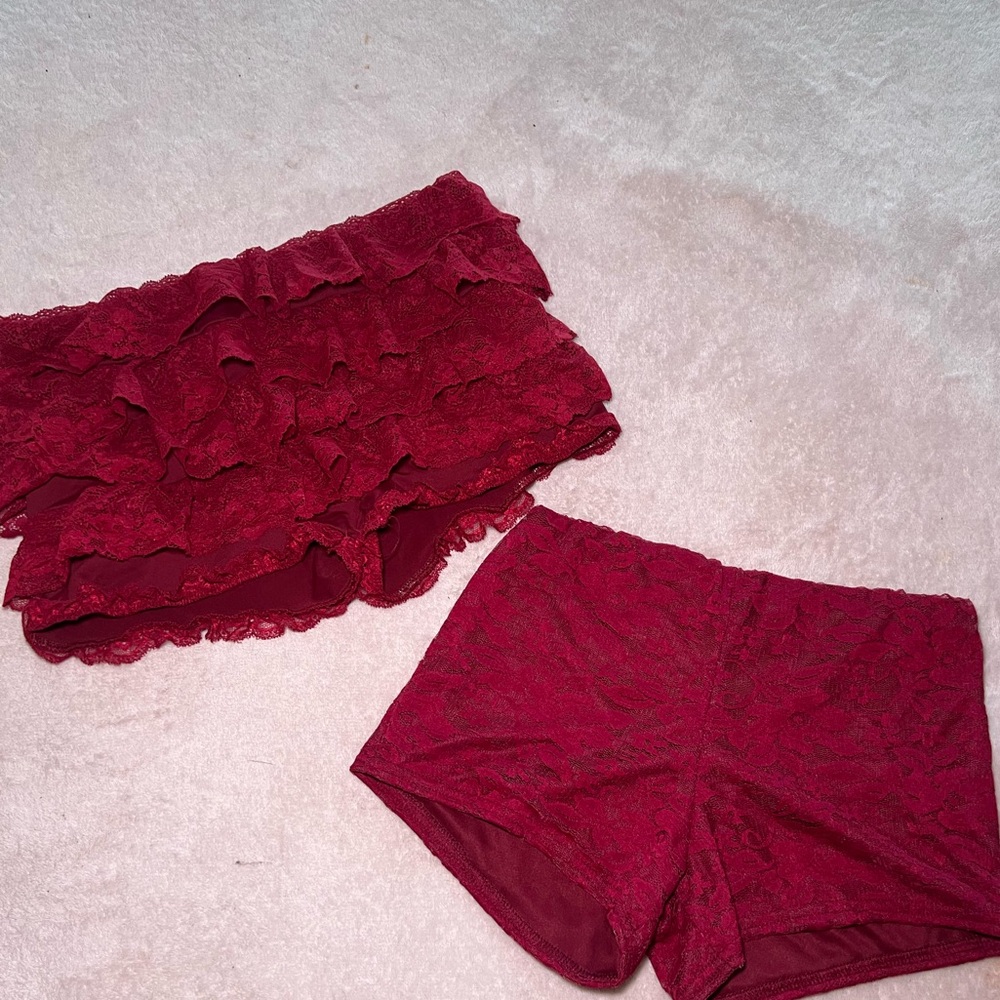 Lace Shorts - Deep Red